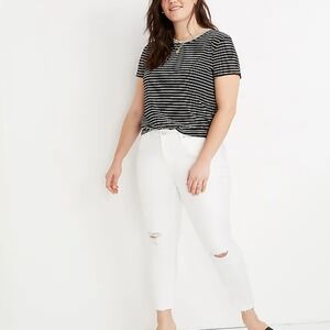 Madewell 34p 9" mid-rise skinny crop in pure white - knee-rip edition